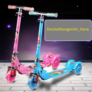 Xe scooter khung sắt cho bé 💖 HCM-LOẠI TO 💖 Xe trượt trẻ em 3 bánh gấp gọn có đèn phát sáng, khung sắt cứng cáp.