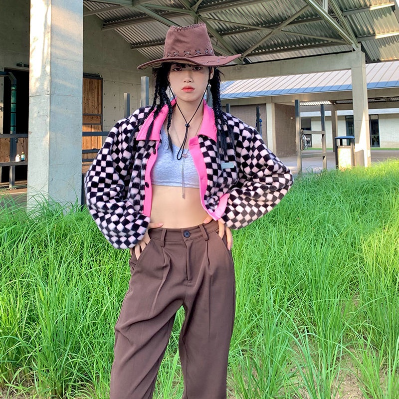 Áo Khoác Dáng Ngắn Phối Màu Sắc Tương Phản Phong Cách Hàn Quốc Cho Nữ | BigBuy360 - bigbuy360.vn