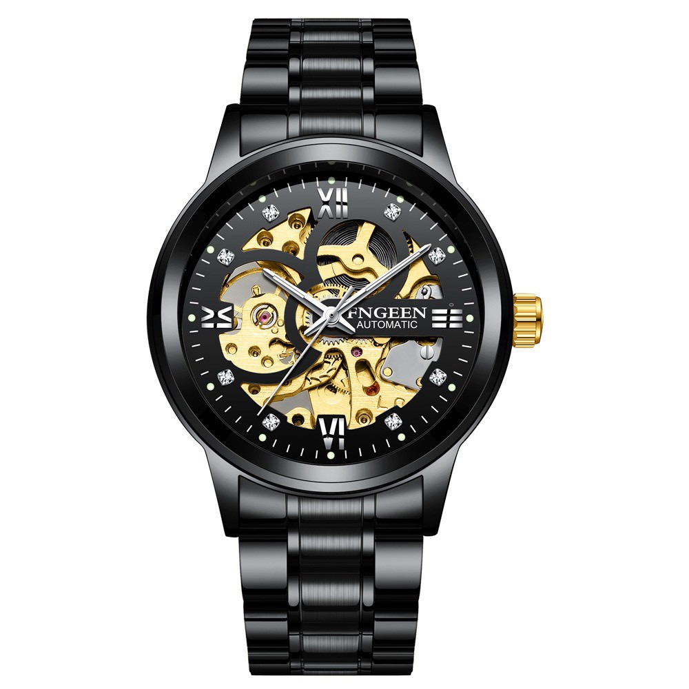 [Mã FASHIONXANH264 giảm 10K đơn 50K] ĐỒNG HỒ CƠ NAM AUTOMATIC FNGEEN 6018 DÂY KIM LOẠI CAO CẤP CHÍNH HÃNG
