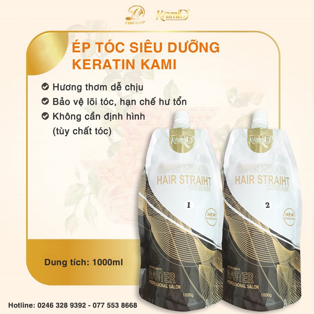 (CHÍNH HÃNG) Thuốc duỗi tóc siêu dưỡng keratin KAMI-thuốc ép tóc phục hồi tại nhà và cho salon tóc (Size lớn)