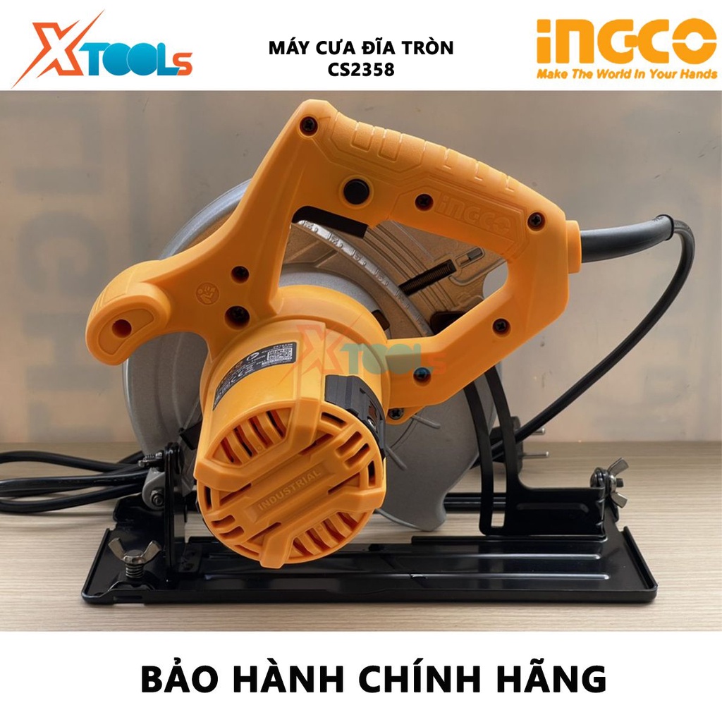 Máy cưa gỗ cầm tay INGCO CS2358 Máy cưa đĩa công suất 2200W, điện thế 220v, kích thước lưỡi 235x25.4mm, tốc độ 3800rpm