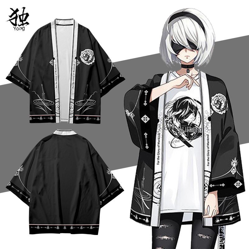 Neil Mechanical Kỷ nguyên ngoại vi Anime House Áo thun tay ngắn 2B Bộ đồ Haori cos kimono Nhật Bản hai chiều [Đăng v