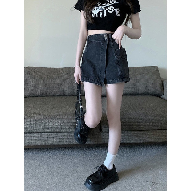 Quần Short Denim Lưng Cao Dáng Rộng Phong Cách Retro Mỹ Cho Nữ