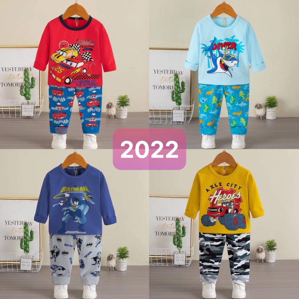 (Kubao 16-25kg) Bộ quần áo dài tay Quảng Châu xuất Hàn cho bé trai 3 - 6 tuổi