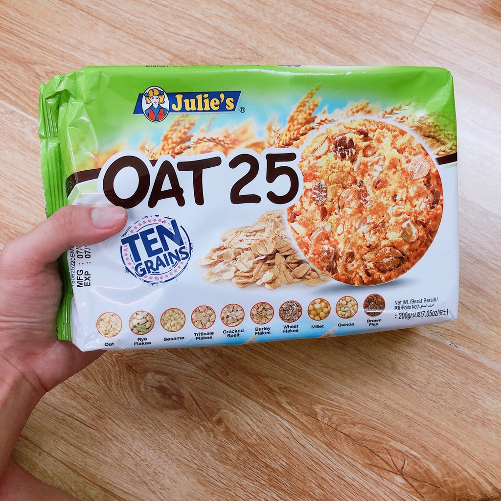 Bánh Quy Ngũ Cốc Yến Mạch Julie's Oat 25 10 Loại Hạt (Gói 200g)