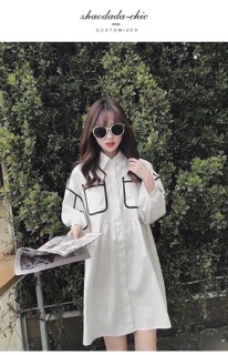 Đầm Sơ Mi Phối Viền