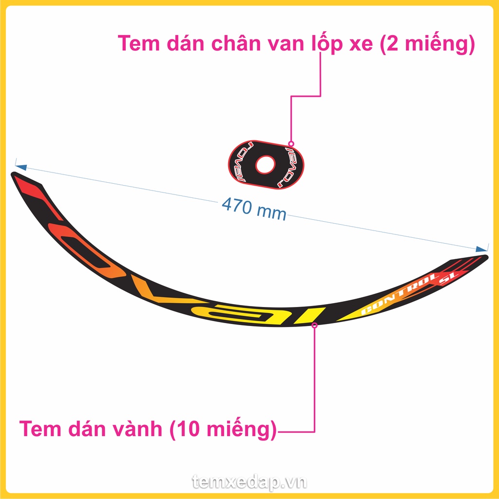 Tem decal dán vành niềng bánh xe đạp địa hình ROVAL CONTROL SL 26/27.5/29in | Sticker đề can vành xe đạp | Temxedap.vn