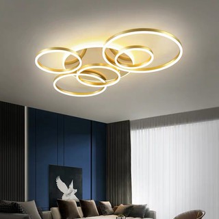Đèn ốp trần trang trí 5 vòng tròn sáng tạo, Đèn trần LED hiện đại
