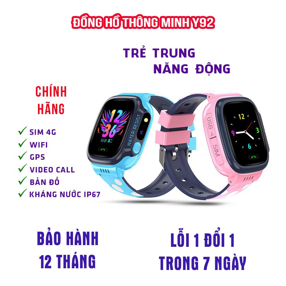 Đồng hồ thông minh trẻ em Y92 định vị nghe gọi, Hỗ Trợ Tiếng Việt - HÀNG CHÍNH HẪNG