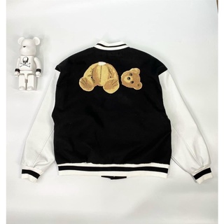 Áo Khoác Bomber Nam Nữ Bóng Chày Unisex In Gấu Mặt Sau Phong Cách Hàn Quốc Chất Nỉ Dày Đẹy