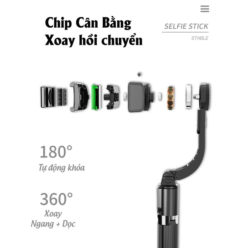 Gậy tripod chụp hình, quay video, tiktok, selfie Gimbal Stabilizer L08 có bluetooth điều khiển từ xa