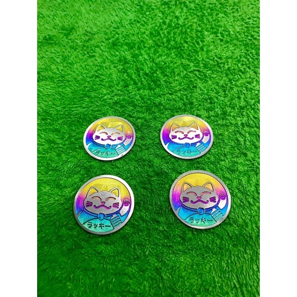 Tem titan logo mèo thần tài 2,4cm mang lại may mắn cho quý khách