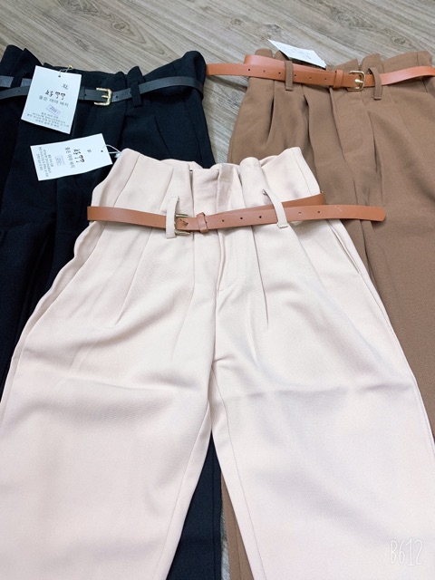 Quần baggy vải cạp cao kèm đai lưng | BigBuy360 - bigbuy360.vn