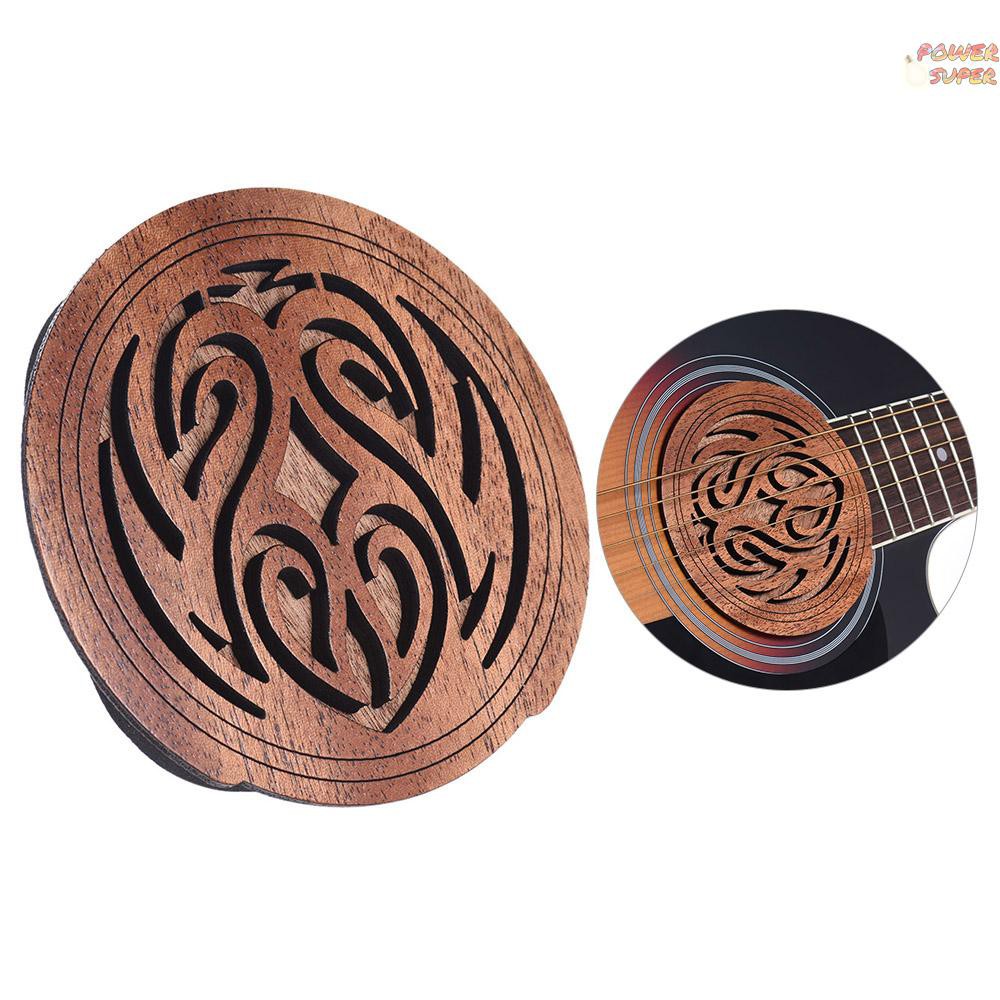 PSUPER Guitar Wooden Soundhole Sound Hole Cover Block Feedback Buffer Mahogany Wood for EQ Acoustic Folk Guitars