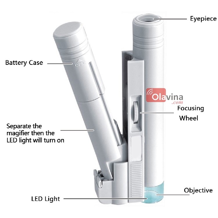Kính lúp cầm tay độ phóng đại 100x có thước đo