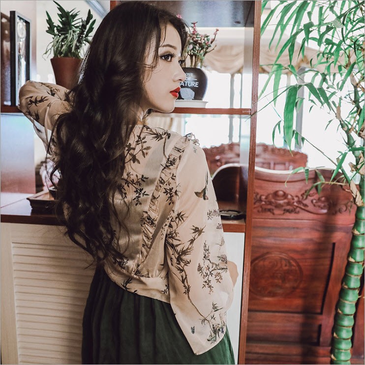 G9951 - Áo choàng nữ chiffon họa tiết