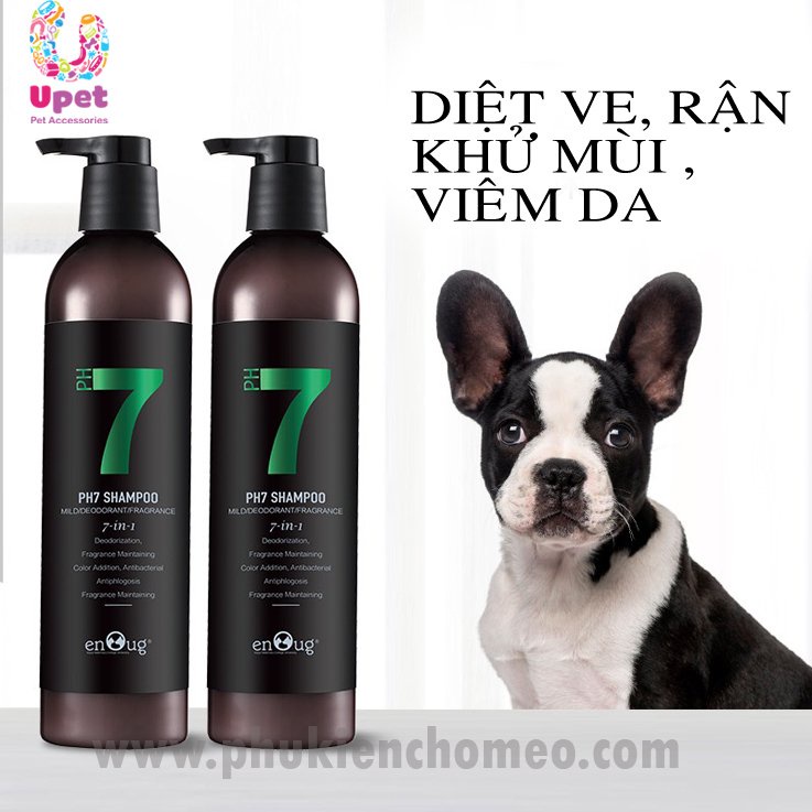 Sữa tắm PH7 (Enoug) cao cấp 460ml dành cho chó mèo - Dầu tắm diệt ve rận, bọ chét, khử mùi, viêm da , lưu hương