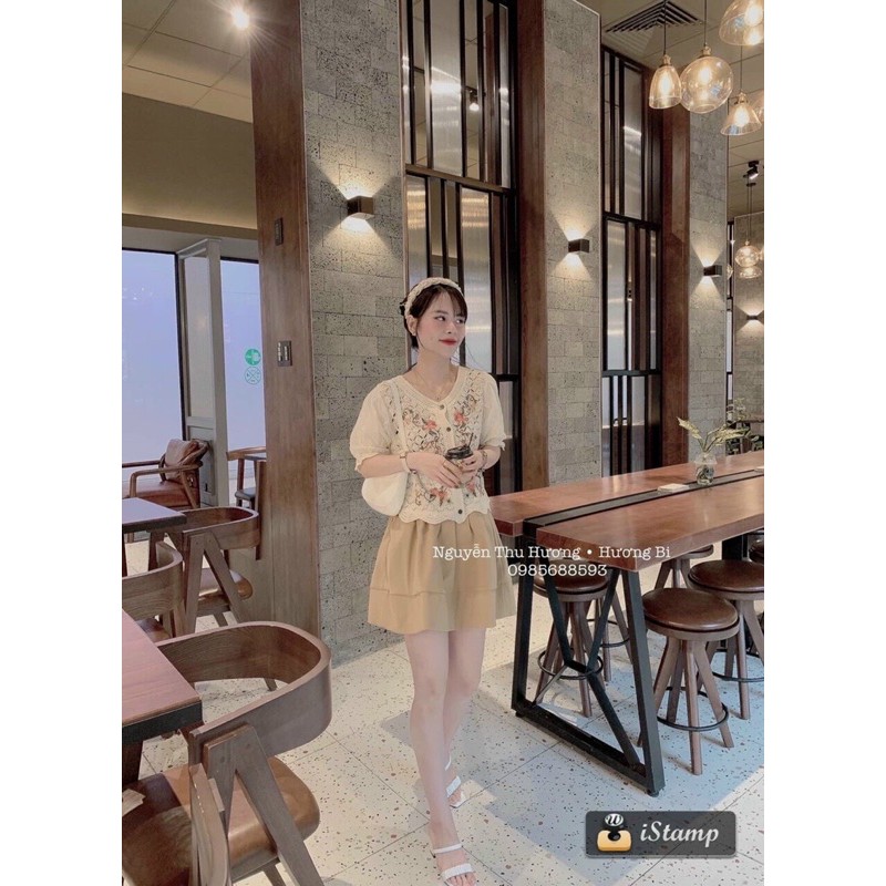 Áo ren hoạ tiết thêu hoa pha tay boi hit hot