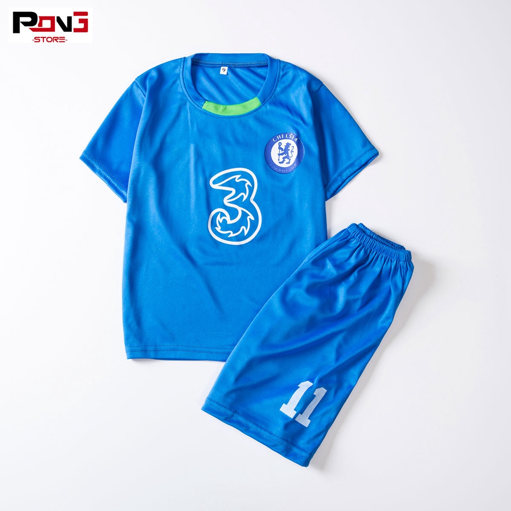 Bộ quần áo bóng đá trẻ em nam,nữ CLB Chelsea  chất thun lạnh  cho các bé từ 2 đến 15 tuổi  của Pong__store