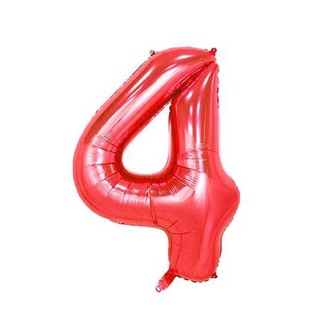 Bong Bóng Số Màu Đỏ 40cm - Red Number Foil Balloons BSO03