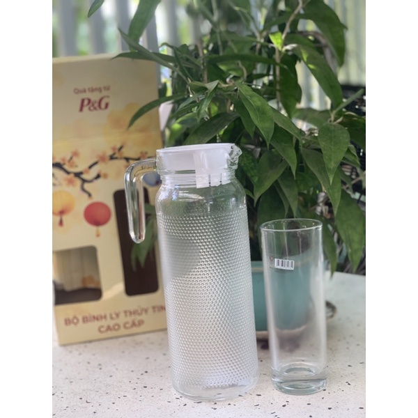 bộ bình ly thuỷ tinh 1 lít