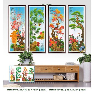 Tranh đính đá tứ quý DF251 (38 x 100 x 4 cm)