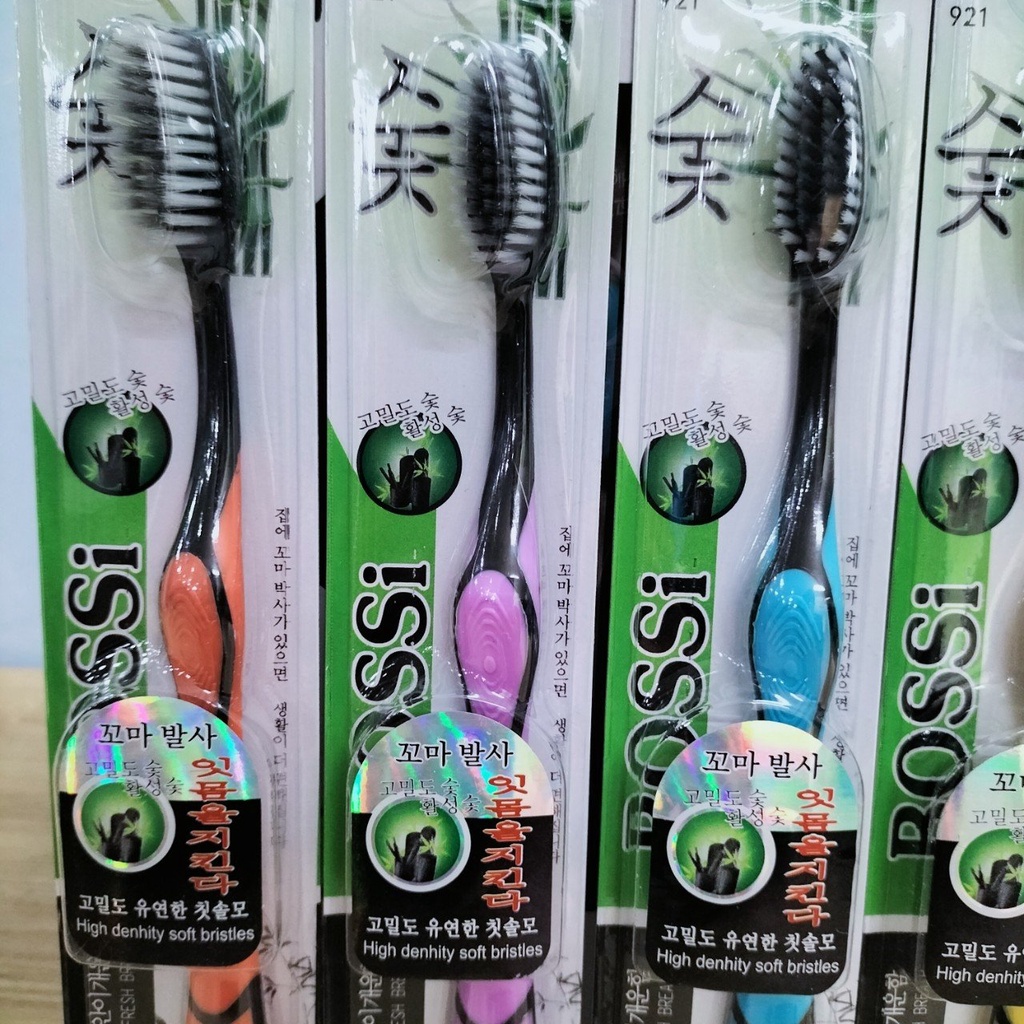 Combo 4 Bàn Chải Đánh Răng Than Tre Hoạt Tính BOSSI Hàn Quốc Cao Cấp Lông Mềm An Toàn Tuyệt Đối Cho Sức Khỏe