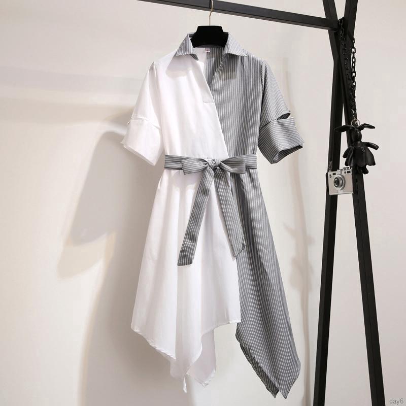 day6 Women V-Neck Lapel Lace Color Matching Stripes Casual Sweet Dress | BigBuy360 - bigbuy360.vn