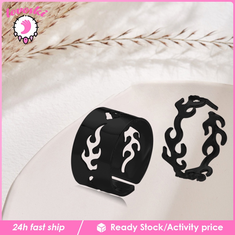 Set 2 Nhẫn Đeo Tay Thiết Kế Đơn Giản Phong Cách Vintage Cho Nữ