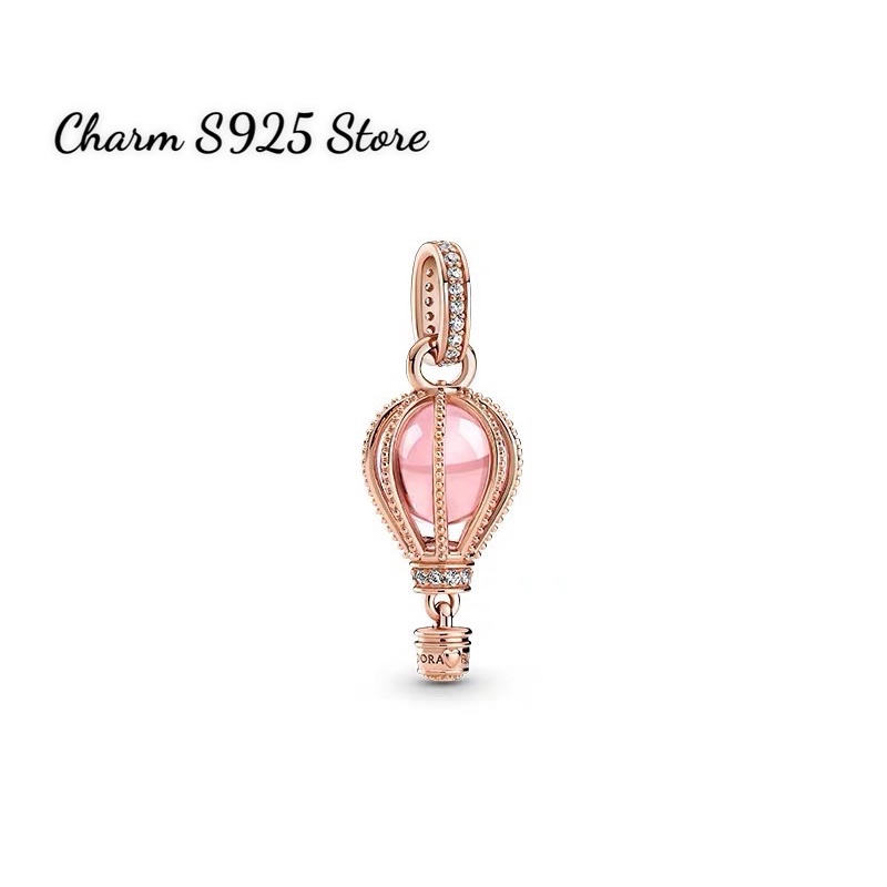 charm pan treo khinh khí cầu vàng hồng bạc s925 cao cấp