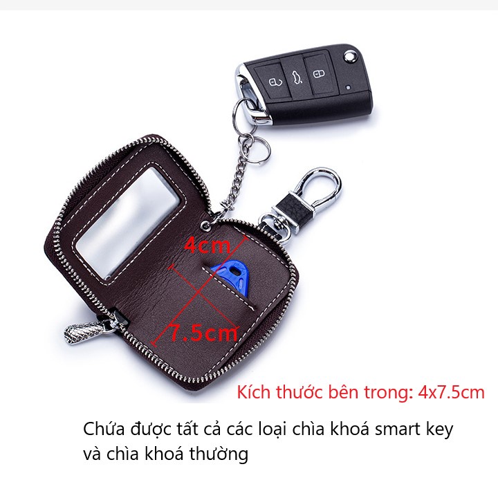Ví Móc Chìa Khoá Da Bò Cao Cấp Nam Nữ, Túi Móc Chìa Khoá Thường, Ô Tô, Xe Máy, Smart Key - V56