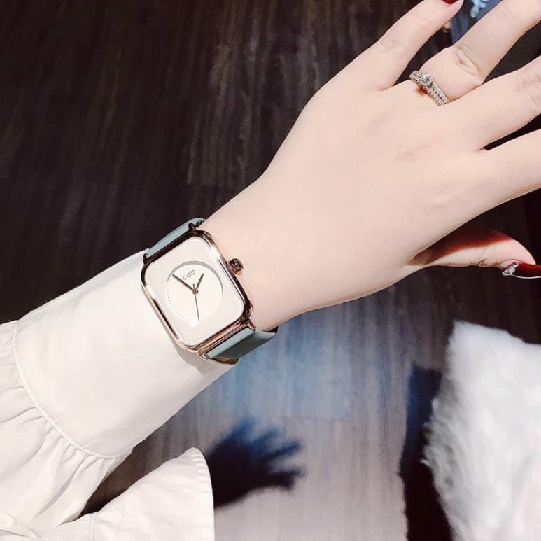 Đồng hồ nữ đeo tay đẹp GUOU cao cấp  thời trang mặt vuông dây cao su chống nước freeship DHN 07 | BigBuy360 - bigbuy360.vn