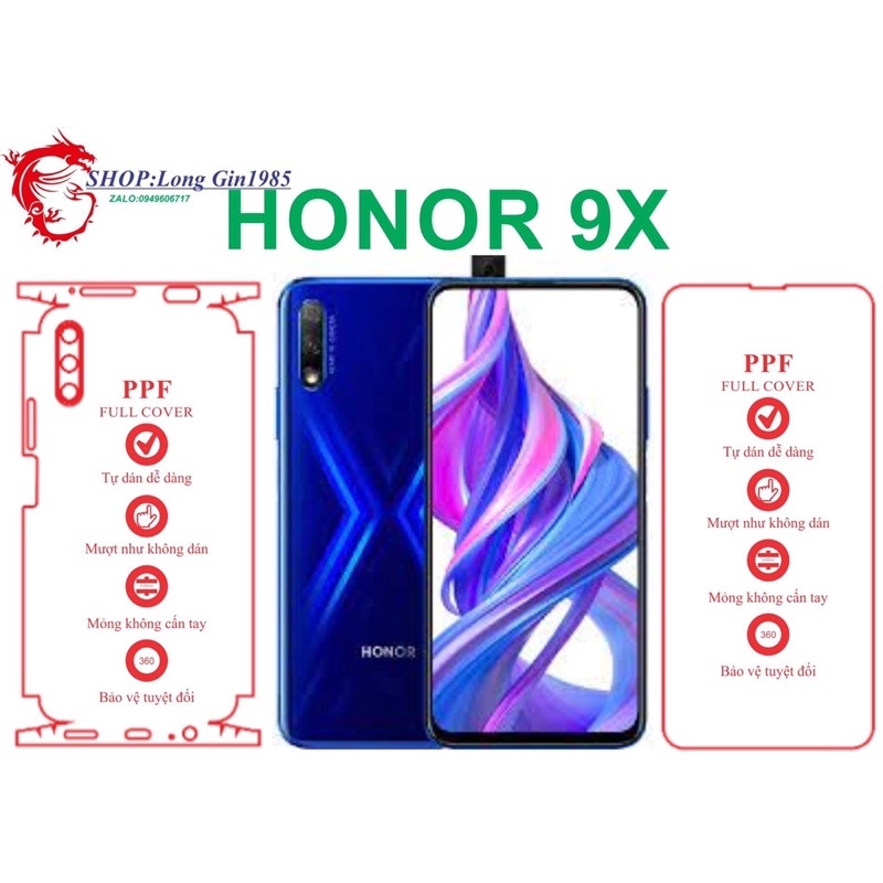 Honor 9X miếng dán trong Ppf mặt trước và mặt sau chống va đập chống trầy xước tốt