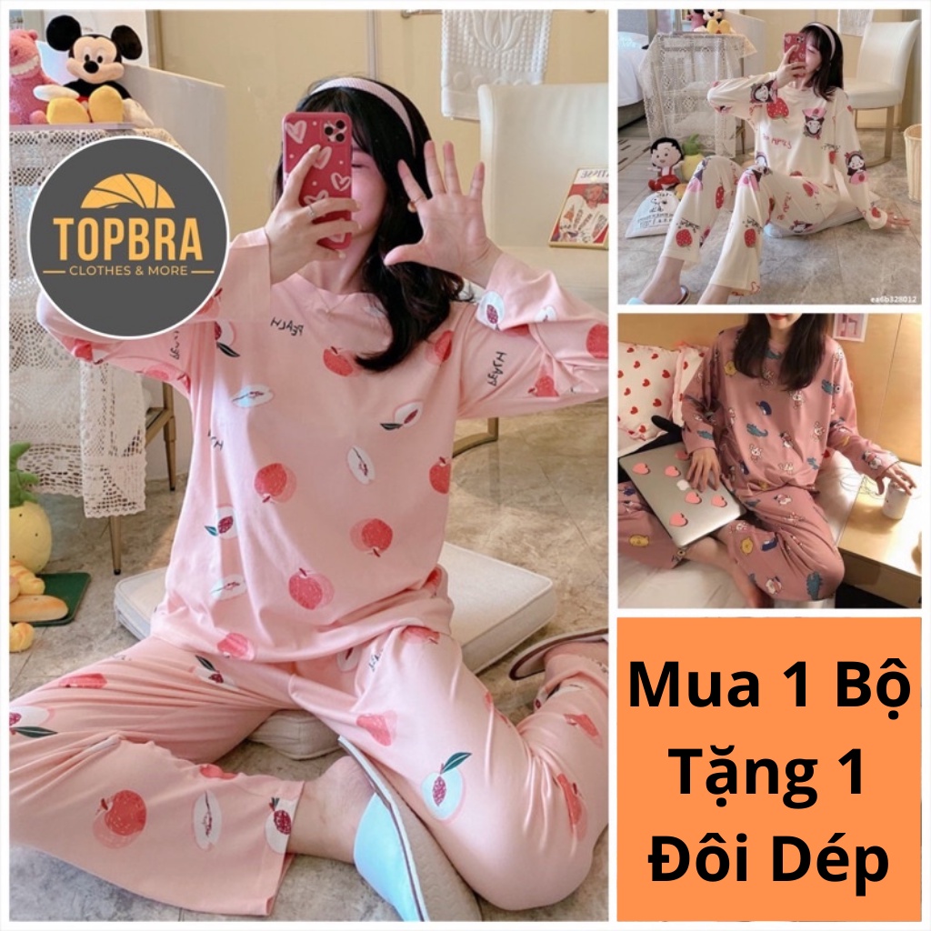 Đồ Bộ Nữ Dài Tay Mặc Nhà, Đồ Ngủ Thun Sữa Mỏng Thu Đông Quần Dài Áo Dài TOPBRA | BigBuy360 - bigbuy360.vn