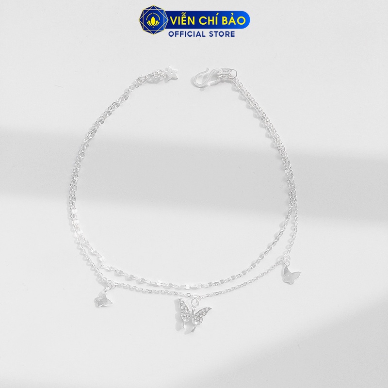 Lắc chân bạc nữ  Butterfly 2 dây chất liệu bạc 925 thời trang phụ kiện trang sức nữ Viễn Chí Bảo L500030