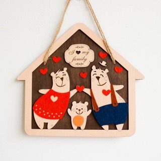 Bảng gỗ Gia đình Gấu - I love my family