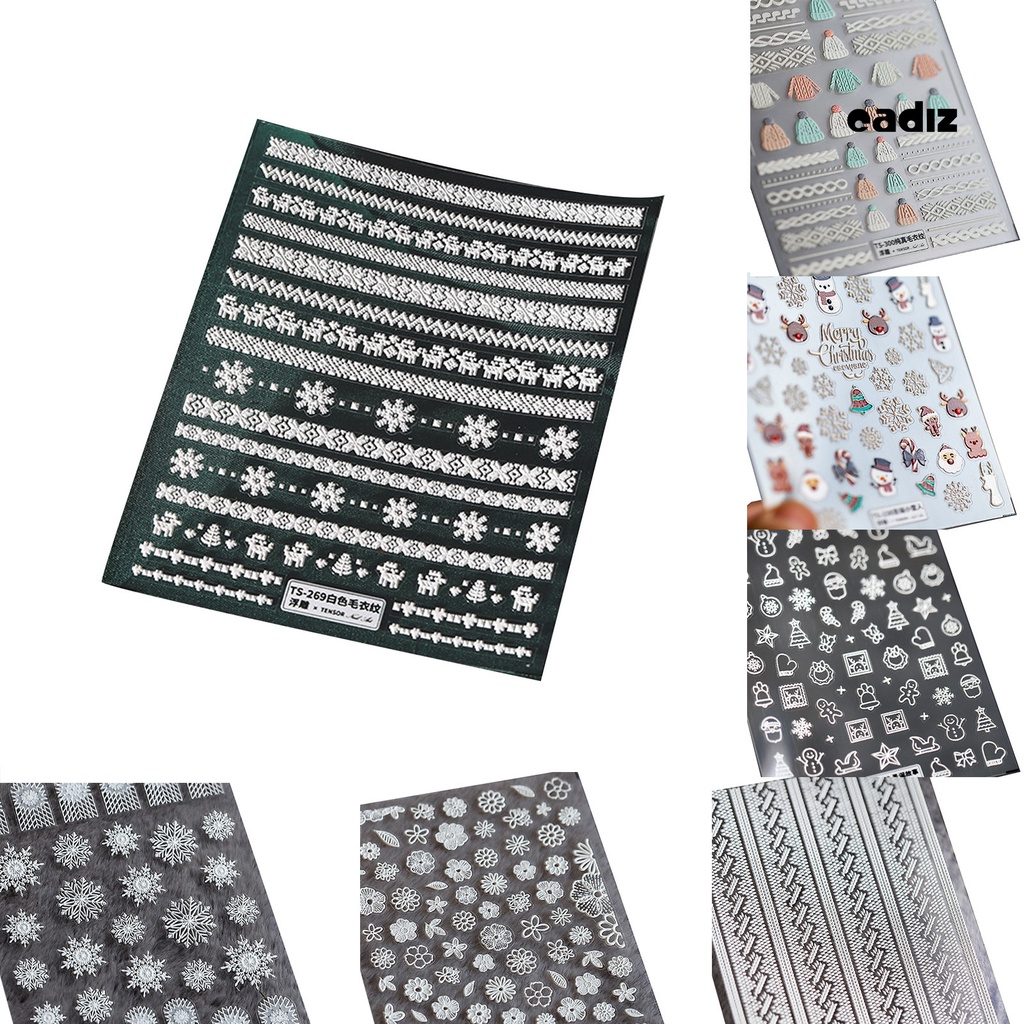 Miếng Dán Trang Trí Móng Tay Hình Bông Tuyết 5D Xinh Xắn