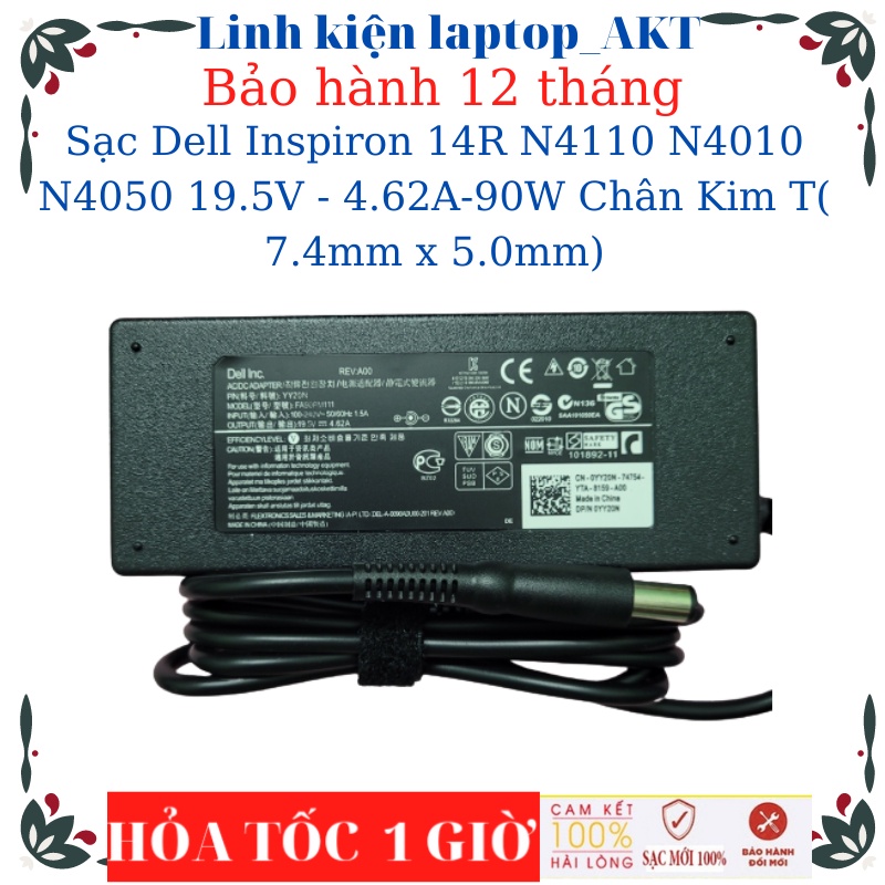 Sạc Laptop Dell Inspiron 14R N4110 N4010 N4050 19.5V - 4.62A-90W Chân Kim To