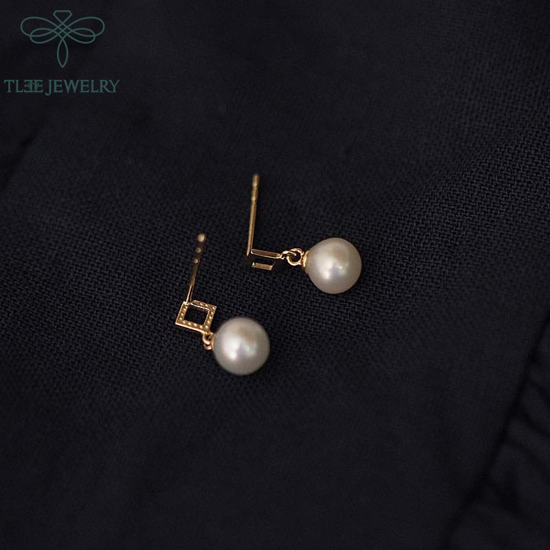 Khuyên tai bạc nữ TLEE LiLY gắn ngọc trai nhân tạo nữ tính TleeJewelry B0107