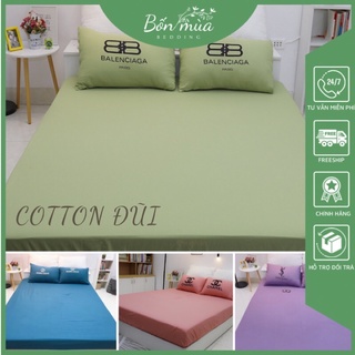 Bộ Ga Gối Cotton Đũi [RẺ- ĐẸP- MÁT] set 3 món ga chun đủ kích thước kèm 2 vỏ gối 50x70cm, drap chun trơn màu basic