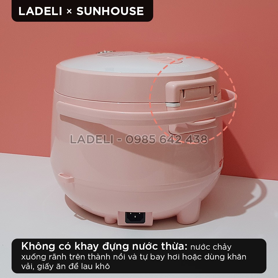 Nồi cơm điện 1.8L SUNHOUSE HappyTime HTD8521P thân nhựa chống bỏng | BigBuy360 - bigbuy360.vn