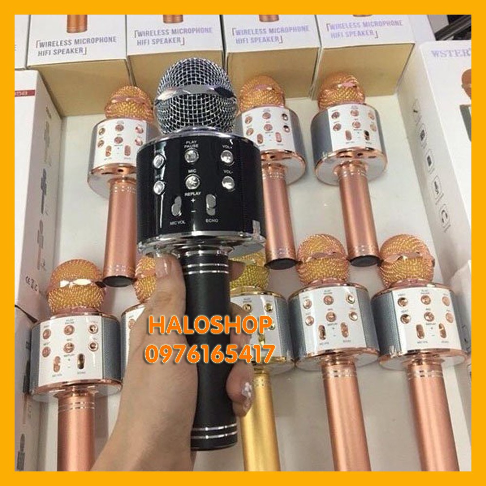 Micro Karaoke Bluetooth WS-858 có jack 3.5mm cho các loại loa