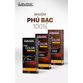 Thuốc nhuộm phủ bạc Lavox 60ml A1 (ĐEN) A2 (NÂUĐEN) A3 (NÂU HẠT DẺ)   FREESHIP phủ bạc hoàn toàn 100% đều màu suôn mềm