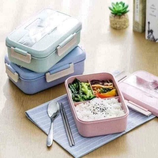 Hộp cơm lúa mạch 3 ngăn kèm đũa thìa