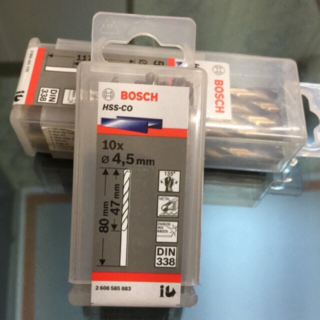 Mũi khoan sắt inox bosch $ 4.5 1 hộp 10 mũi