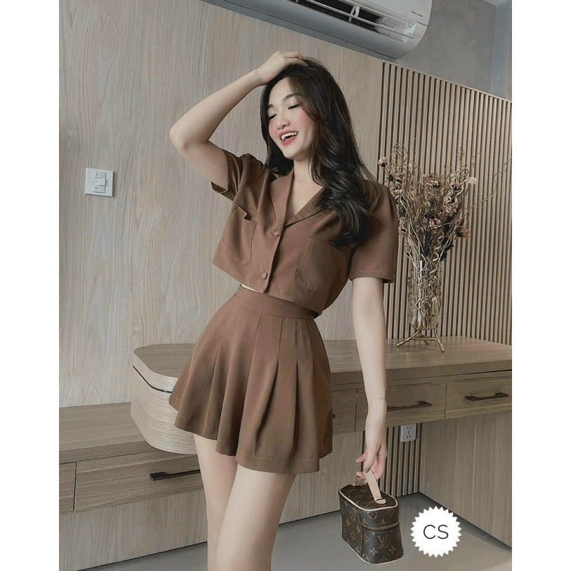 SET FORS ( ÁO ROOF TOP CỔ BLAZER &amp; SKIRT NGẮN ) PHÙ HỢP VỚI BẠN NỮ ĐI HỌC/ ĐI LÀM/ ĐI CHƠI, MẶC SIÊU XINH UP shop valent