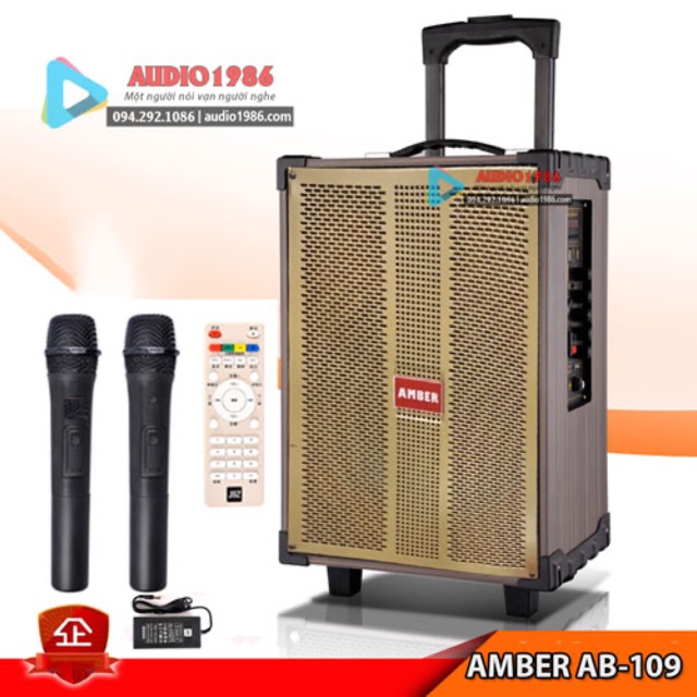 Loa kéo di động AmBer AB109 kèm 2 micro cầm tay hát karaoke trợ giảng
