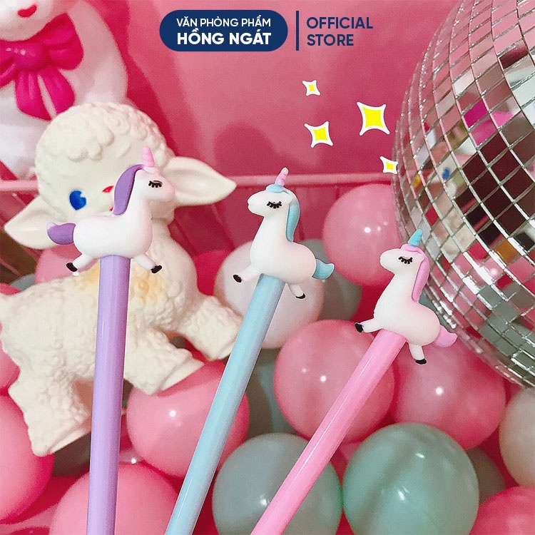 Bút bi cute ngựa pony, bút bi nước mực gel đen ngòi 0.5mm nhiều màu dễ thương đồ dùng học tập văn phòng phẩm B21