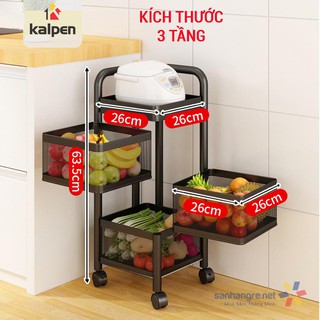 Kệ Rổ Xoay Vuông 3 4 5 Tầng Đa Năng Kalpen Có Bánh Xe Xoay 360 Độ Xuất Nhật - RHQV5K95