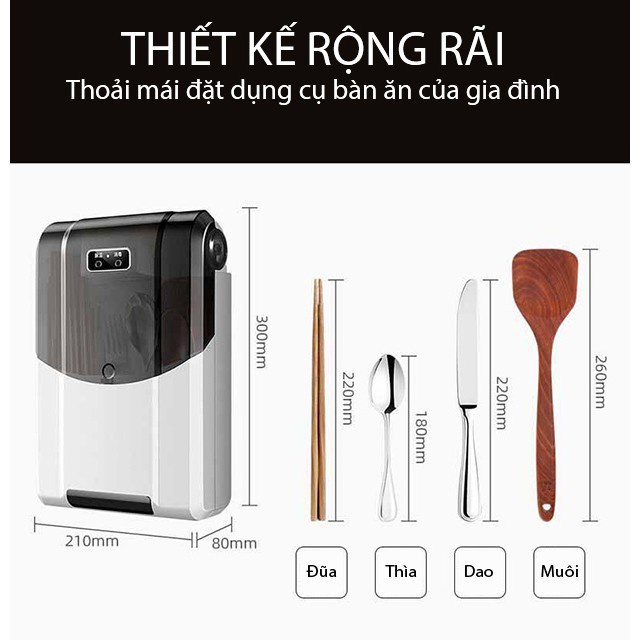Hộp Đựng Đũa Sấy UV Khử Khuẩn, Tự Sấy Khô Đũa Thìa Chống Ẩm Mốc Bảo Vệ Sức Khỏe, Sản Phẩm Nhập Khẩu Nguyên Chiếc